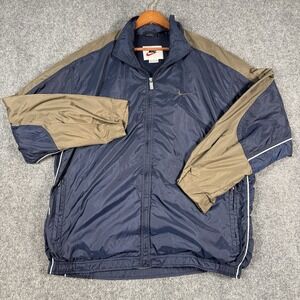 Vintage 90s Nike Windbreaker Jacket Mens XL Navy Khaki Woven White Tag Full Zip
